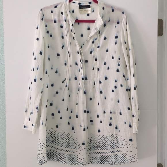 Piazza Sempione Dresses & Skirts - Piazza Sempione Made In italy Elegant White& Blue Patterned Button Down Tunic